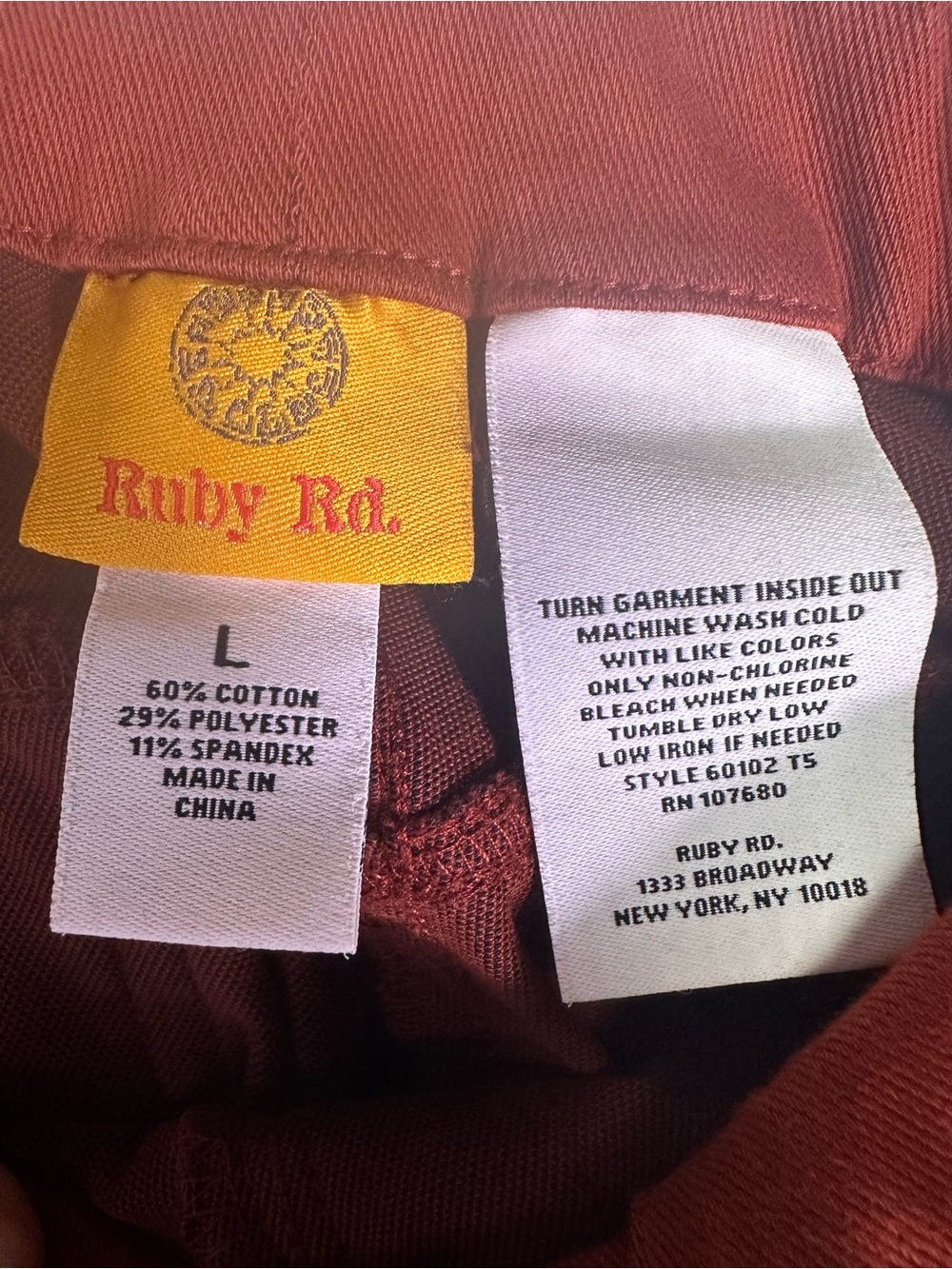 Ruby Rd. Rust Cropped Ankle Pants Size Large - Picture 6 of 6